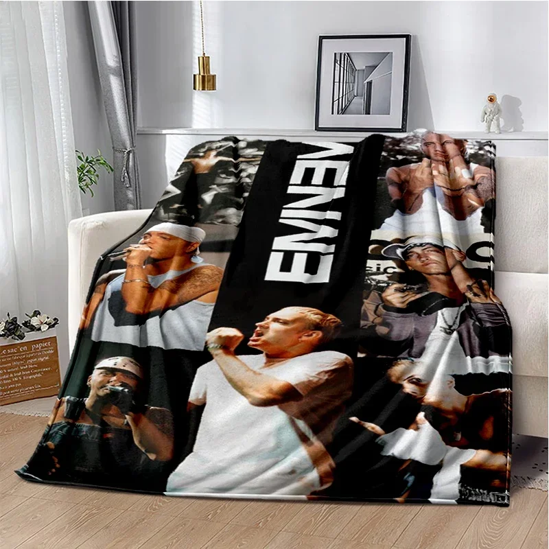 Eminem hip-hop singer Throws Blanket for Couch Sofa Travel Home Hiking Picni Bed Beding Super Soft Flannel Blanket birthday gift