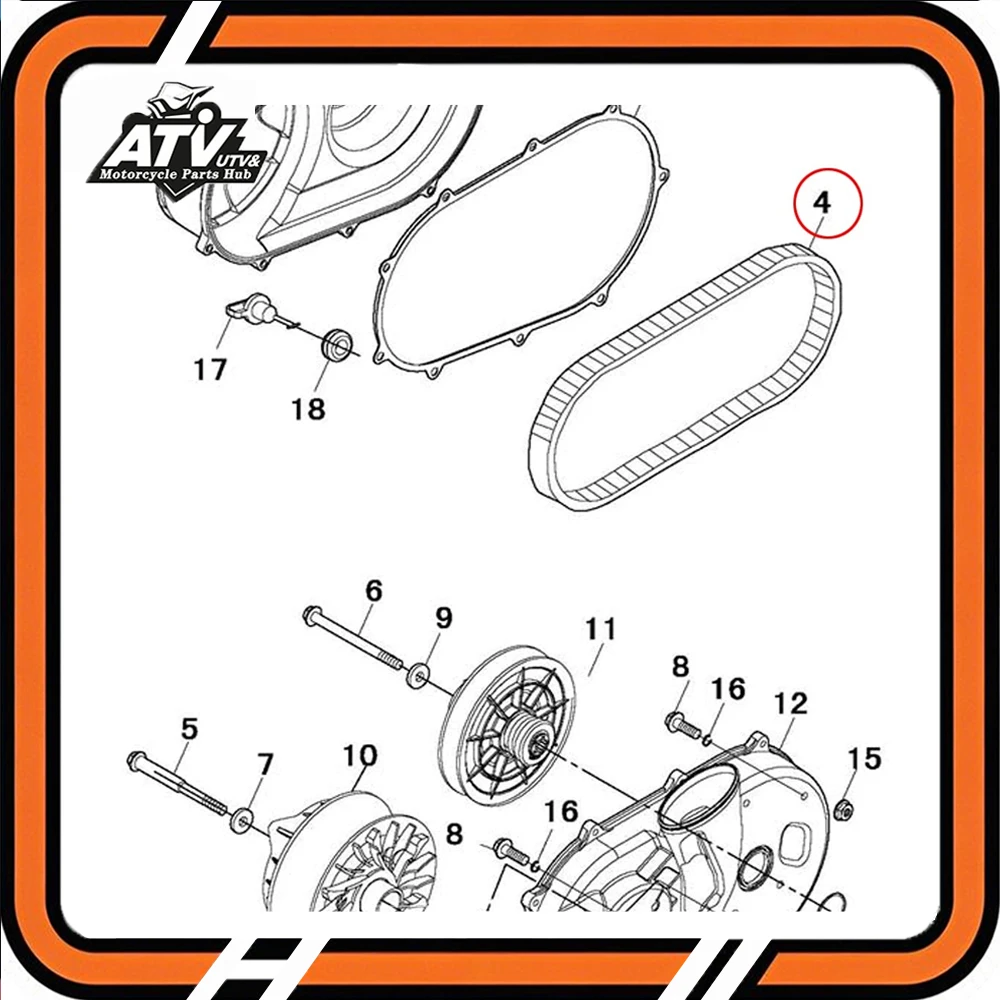 

Original Drive Belt For LIANGZI ODES 800cc 21040303801 BRP 800/1000CC 30C3750 LU083906 21040303802 SQ52-2188-C