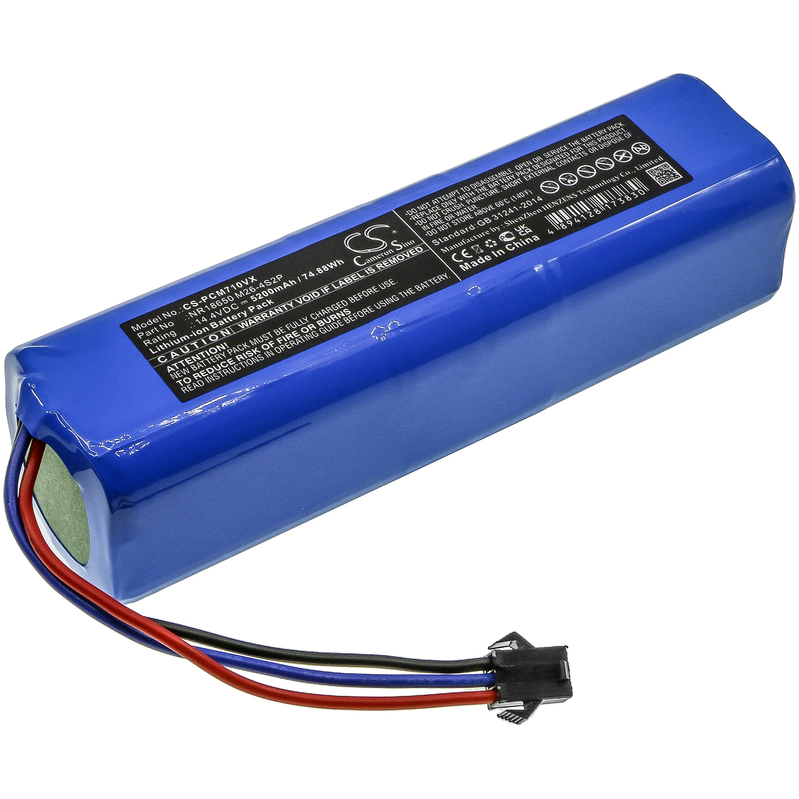 

CS Vacuum Battery for Lenovo LR1 Proscenic M8 Pro M7 Pro Max U6 UONI V980 Max V980 Plus Fits NR18650 M26-4S2P 5200mAh Li-ion