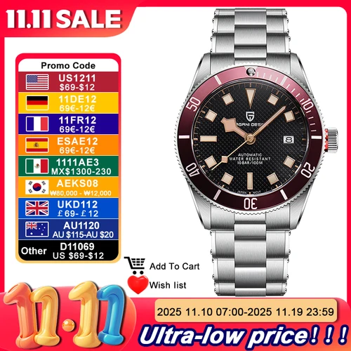 Relojes PAGANI DESIGN BB58 para Hombre, Reloj mecánico para Hombre, Reloj automático de lujo para Hombre NH35 Movt, Reloj resistente al agua para Hombre PD-1671