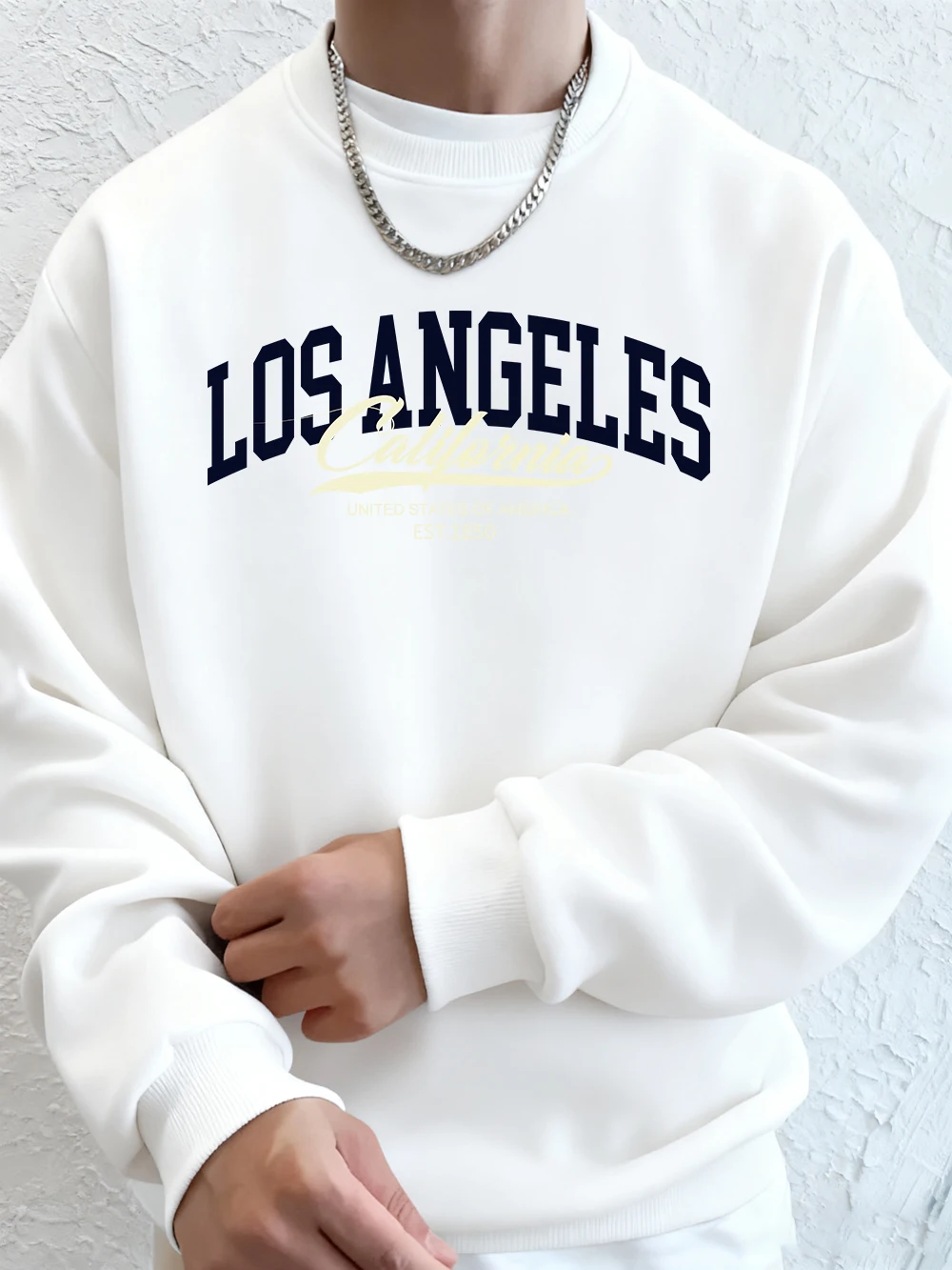 لوس أنجلوس كاليفورنيا المطبوعة الرجال البلوز الشتاء الصوف الدافئة هوديس الكورية فضفاض Crewneck البلوز الهيب هوب الذكور الملابس