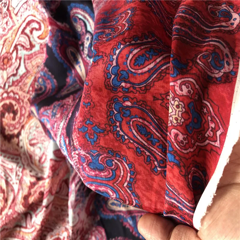 1 meter 100% Mulberry Silk 14 momme Crepe Silk Fabric Floral Printed 136cm 53\