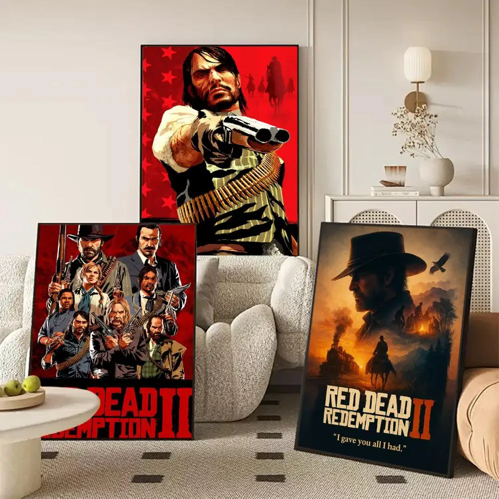 ملصق R-Red Dead Redemption 2 ملصق مثالي ذاتي اللصق مصمم لمساحات مكتب الطعام المنزلية