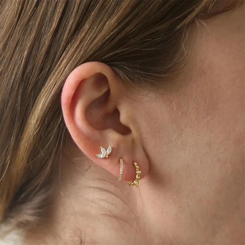 Rainbow CZ Huggies Hoop Earrings Girl Tiny Rings Cartilage Small Helix Piercing Tragus Conch Earlobe Circle Men Hoops Arete