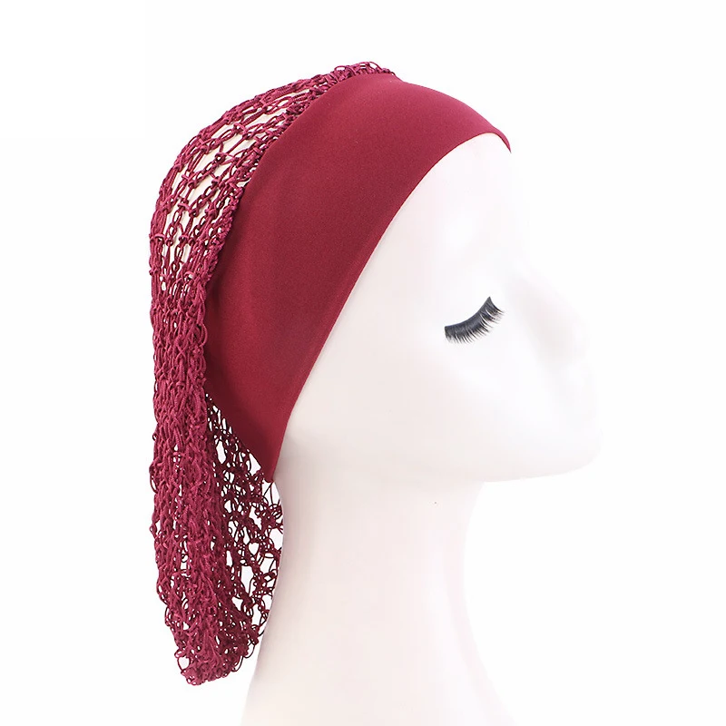 Dames Dames Zacht Rayon Gehaakt Haarnetje Brede Band Mesh Snood Haar Netto Gebreide Muts Cap Effen Dame Tulband Haar Accessoires Femme