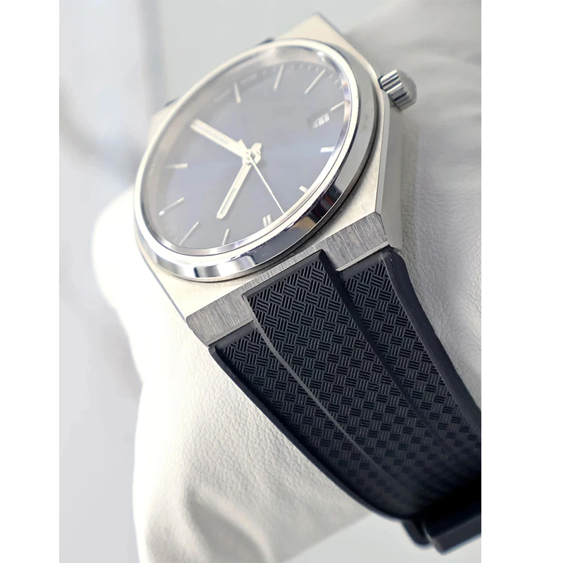 12 mm Silikonkautschukarmband für Tissot PRX T137.407/T137.410 Super Player 40 mm Herren-Uhrenarmband mit Schnellverschluss und konvexem Ende – Detail 5