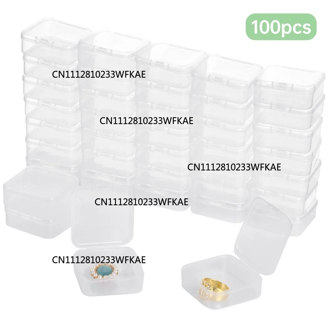 100Pcs Plastic Beads Storage Containers Box Small Organizers 2.2x2.2x0.8in Tiny Plastic Case Mini Square Arts Crafts Storage Box