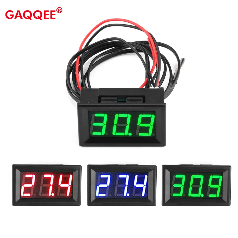 

DC12V Thermometer 0.56" Temperature Meter Blue Red Green LED Digital Tube Intelligent Digital Display Measuring Gauge -50~300℃