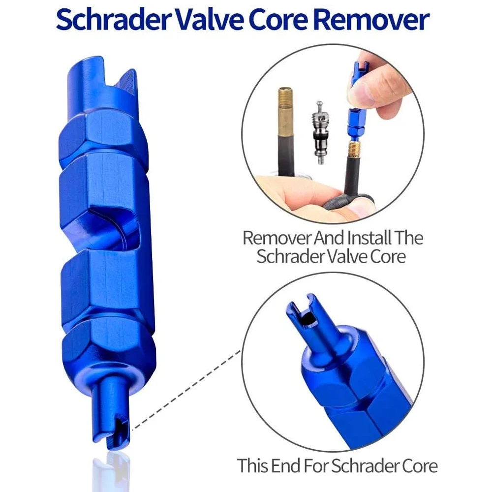 Premium Bike Valve Core Remover Tool for Schrader and Presta, Tire Valve Repair Tool Kit, 2PCS Presta & 4PCS Schrader Valve Core