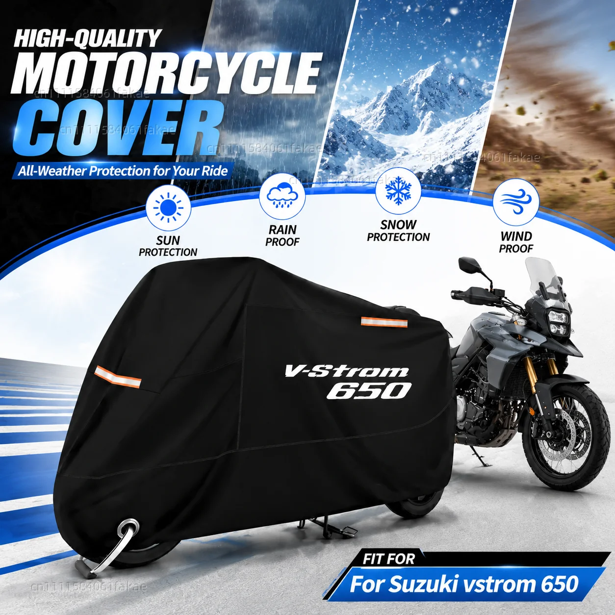 Motorcycle Cover Waterproof Outdoor All Season Dustproof UV Protective Moto Scooter Rain Cover For Suzuki vstrom 650 DL650 650XT