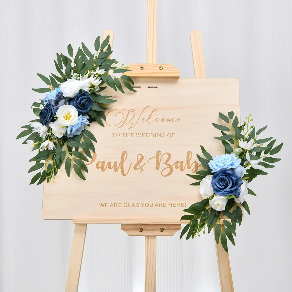 2Pcs Boho Artificial Wedding Arch Flowers DIY Eucalyptus Garland Drapes Wedding Arch Flowers Welcome Sign Floral
