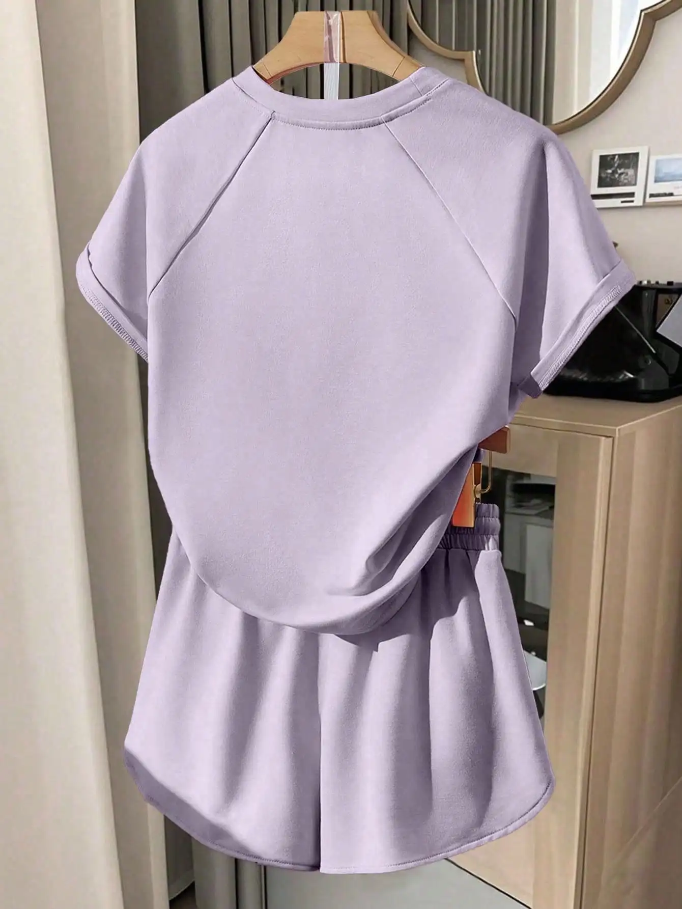 

Женский повседневный комплект из футболки и шорт однотонного цвета, летний