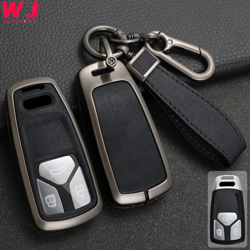 

Zinc Alloy Leather Car Key Case For Audi A6 A5 Q7 S4 S5 A4 B9 8W Q5 Q7 A4L 4M TT TTS RS 8S 3 Button Keyless Entry Remote Key