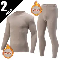 Conjunto de ropa interior térmica de cuello medio grueso para hombre, Top de cuello alto a la moda, pantalones informales cálidos, 2 uds., otoño e invierno