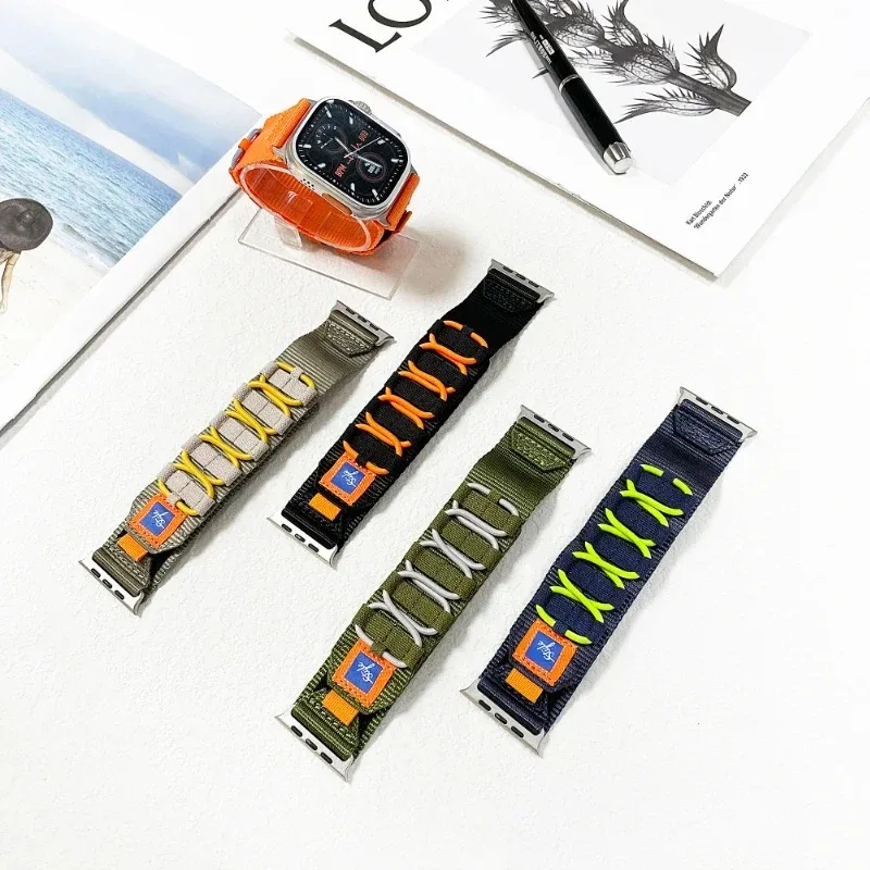 Nylon Five Loop Strap For Apple Watch Ultra 2 10 9 8 7 6 5 4 SE Sports Fashion Wristband iWatch 49mm 45mm 44mm 42mm 40mm 46/41mm