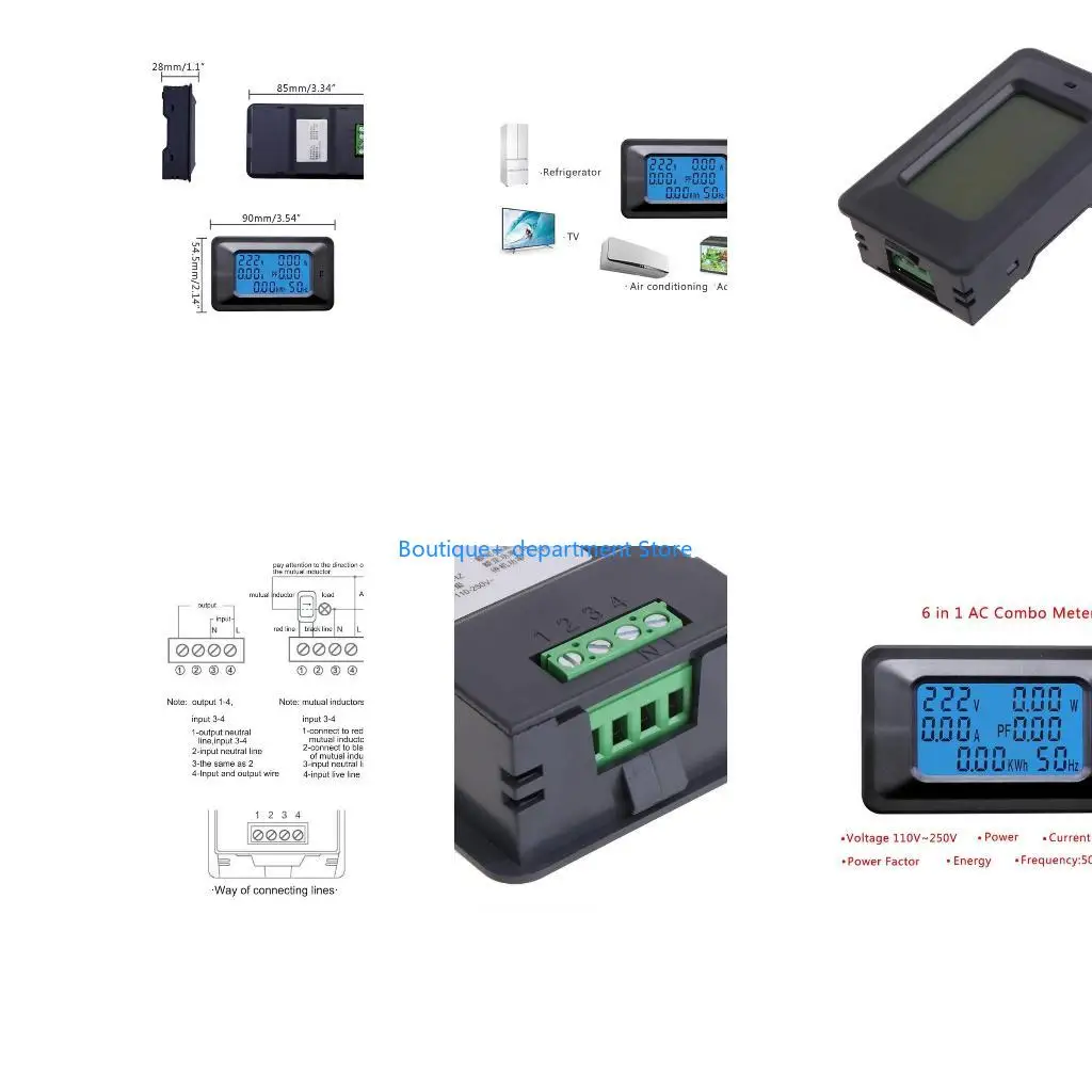 E1PD Exquisite Workmanship 20/100A  Digital Kilowatt-hour Meter Voltmeter Ammeter