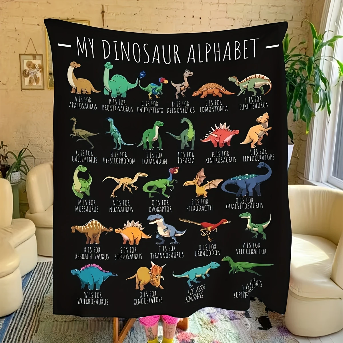 Couverture en flanelle éducative VIKAMA avec lettres dinosaures, idéale pour pique-nique printanier, voyage en voiture, lit de bébé, canapé, décoration, couverture de sieste, cadeau pour nouveau-né