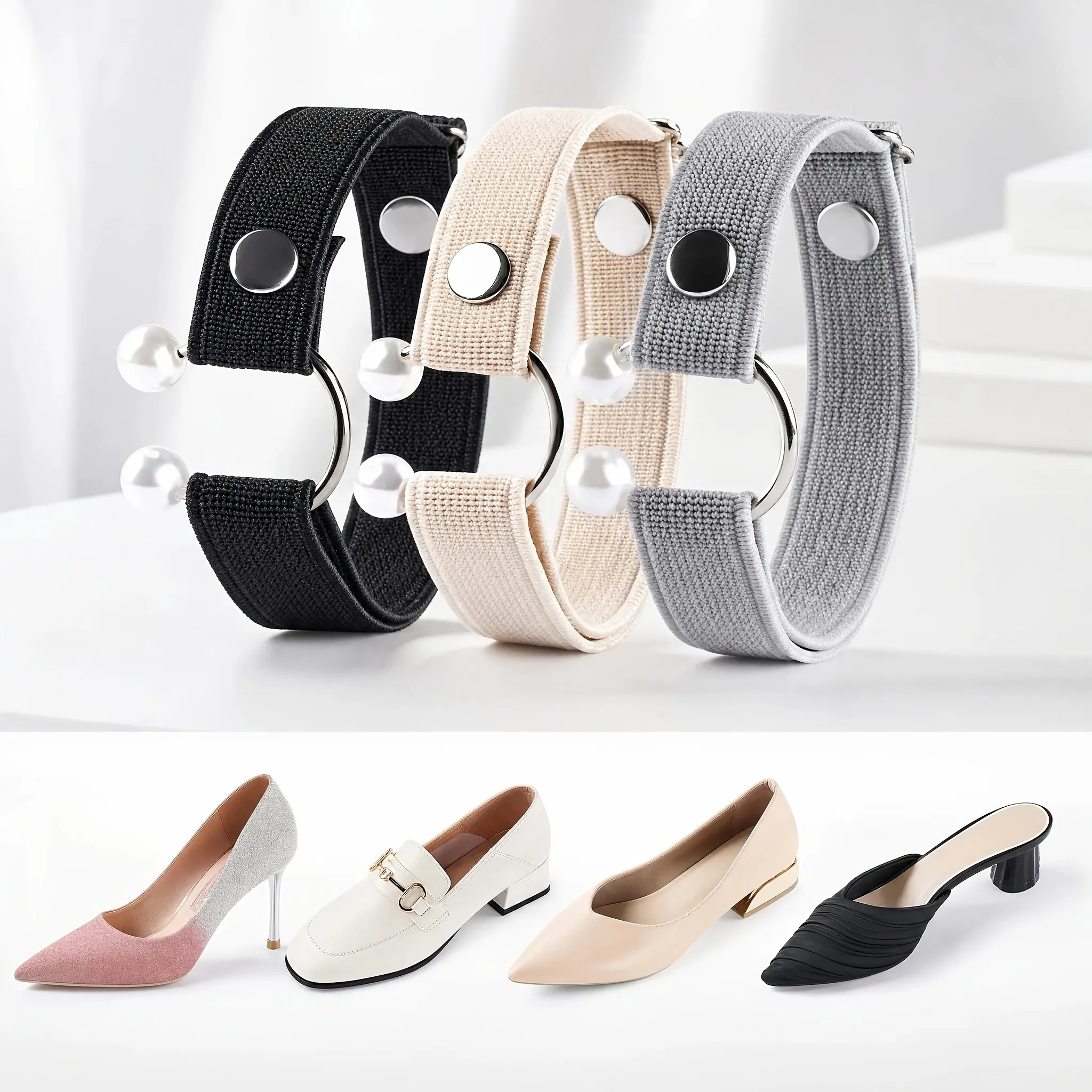 Stretchable High Heel Straps Anti-Slip Shoe Holders Adjustable Fixing Bands for Women Sandals