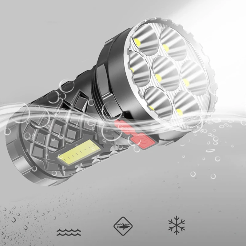 Super Bright Flashlight Ultra Powerful LED Torch Light Rechargeable 7COB Side Light 4 Modes Outdoor Adventure Flashlight
