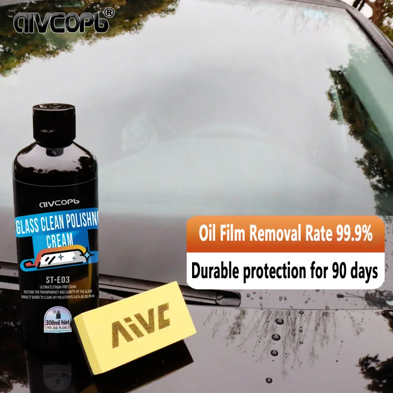 Kit de remoção, polimento e inclinado de filme de óleo de vidro de carro, lama de lavagem de carro, pasta inclinada de vidro, hidrofóbico e antiincrustante