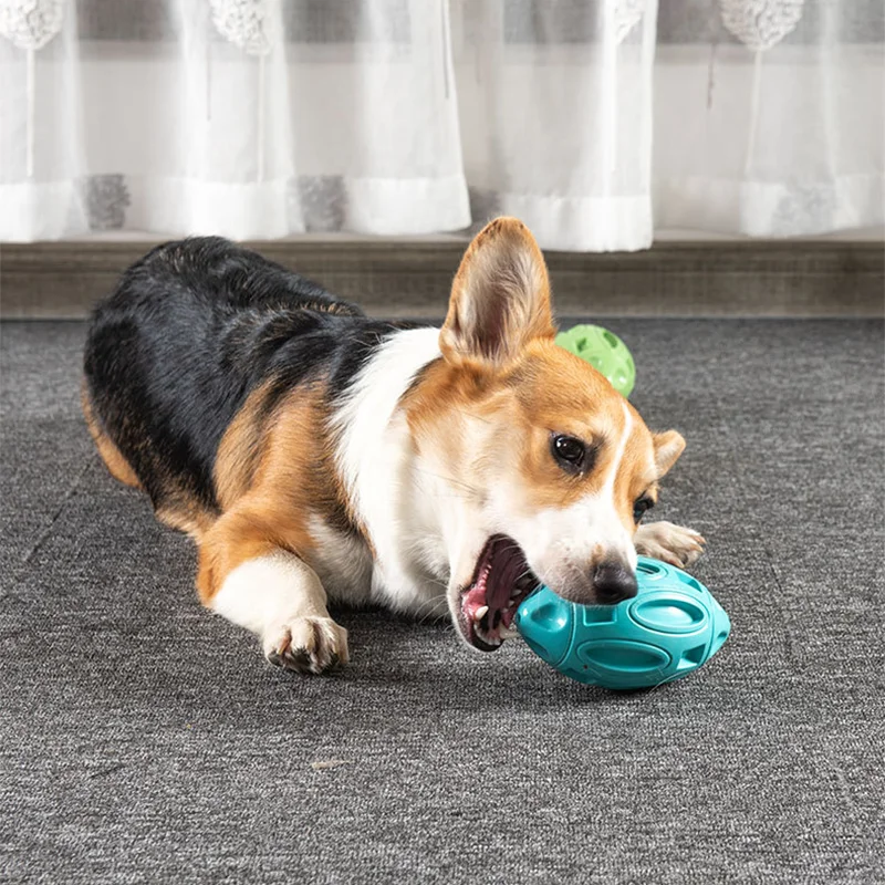 Pet Toy Ball, Rugby Shape, A Dog Chew Ball That Can Make a Sound Suitable Have Grinding Teeth For Dog, For Medium And Large Dogs