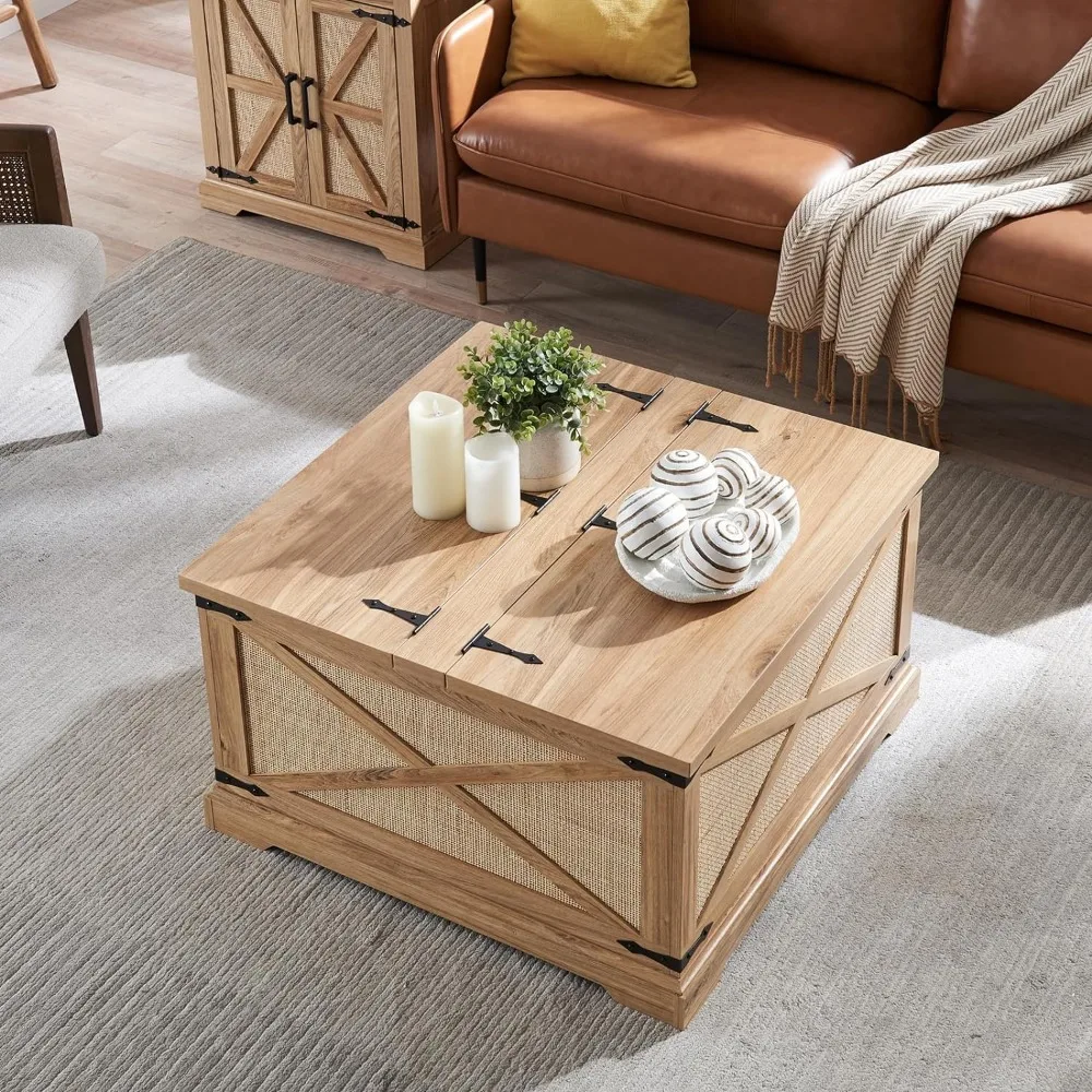 Rustic With Large Hidden Storage Compartment for Living Room Furniture Bedroom Design Coffee Table Modern Coffe Table Set Tables