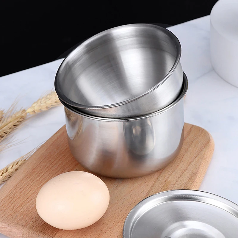 Tigela de arroz em aço inoxidável 304 com tampa, tigela de sopa, arroz cozido no vapor, antiescaldante, pequena cozinha coreana, ferramentas de cozinha, criança