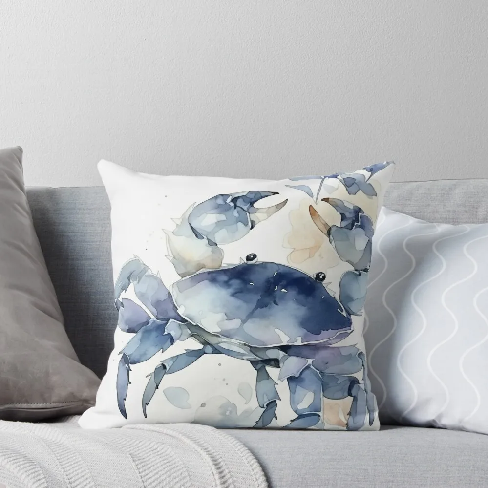 

Blue Crab Beach House: Coastal Nautical Delight Throw Pillow christmas supplies Pillow Covers Decorative Anime pillow