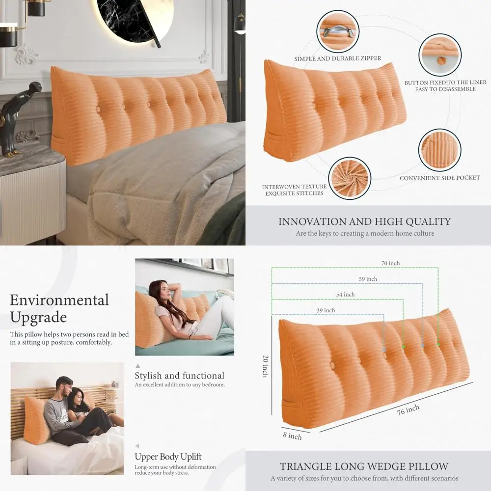 

Полностью мягкая утолщенная подушка изголовья King с мягким изголовьем, мягкая и прочная поддержка, большая подставка, треугольная подушка для кровати, клиновая подушка Bac