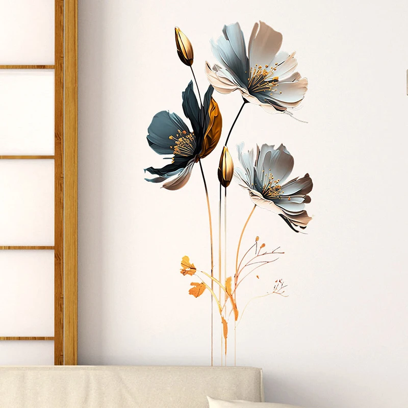 Mooie bloem muursticker voor woonkamer achtergrond decor stickers slaapkamer verfraaien huisdecoratie zelfklevend behang