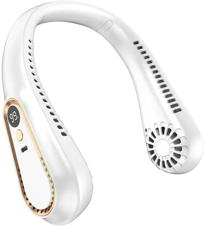 Neckbreeze pescoço ventilador portátil usb recarregável pessoal sem lâmina ventiladores de refrigeração soprar ar frio display digital 5 velocidades