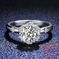 Real 5CT Big Moissanite Diamond Classical Sunflower Ring for Women Gift 925 Sterling Silver Wedding Luxury Fine Jewelry