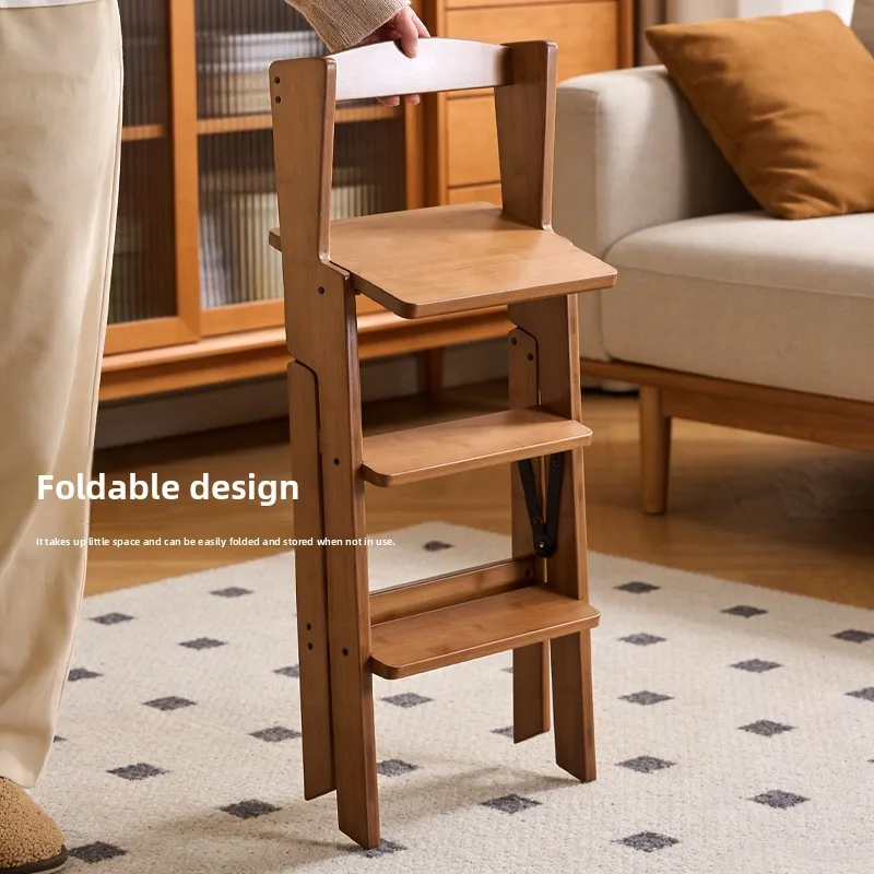Escalera multifuncional para el hogar, taburete de escalera de doble propósito para cocina, taburete de escalada engrosado con respaldo.