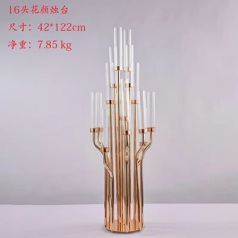 

Fashion wedding props 16-head candlestick electroplating dinner main table arrangement festival party supplies road guide candle