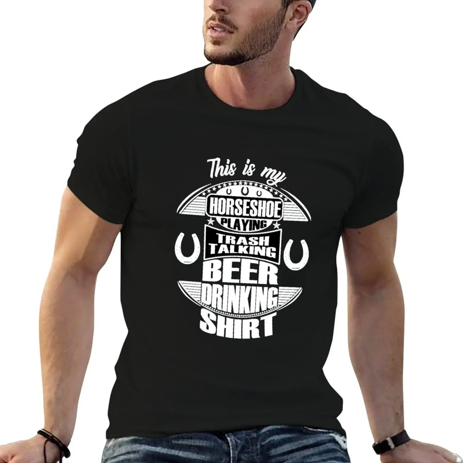 Horseshoe Playing Trash Talking Beer Drinking Funny Horseshoes Backyard Games T T-Shirt vintage clothes vintage t shirt men