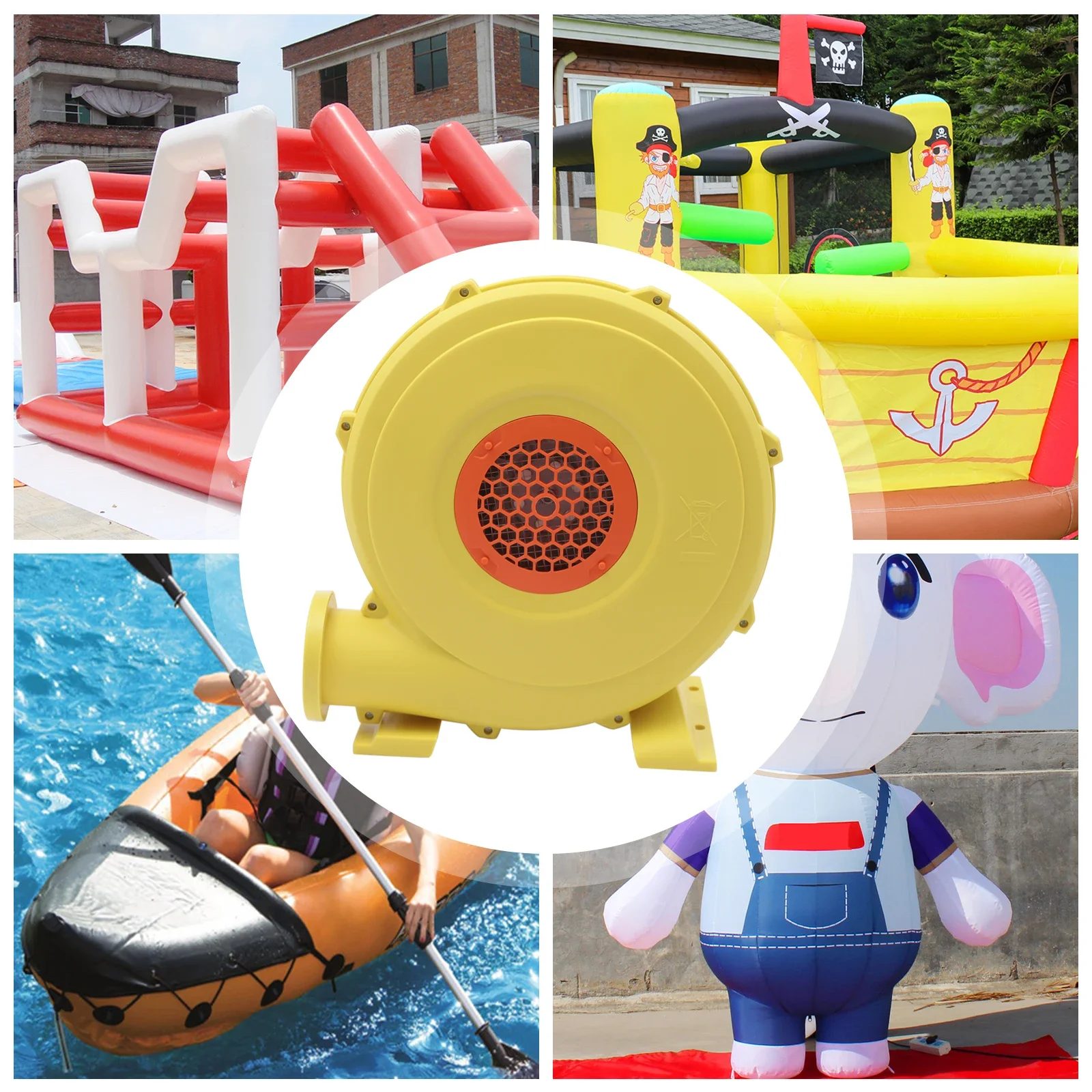 

950W Inflatable Blower 2200Pa Pressure 220V/110V Flame-Retardant PP Strong Wind Power Low Noise Ideal for Inflatable Products