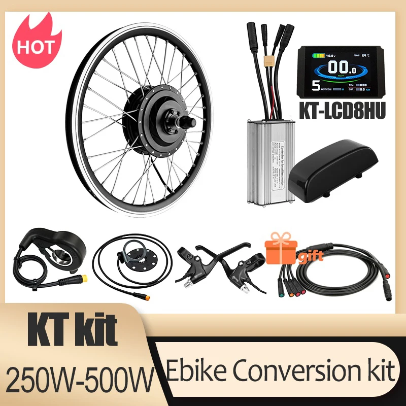 36V 48V 250W 350W 500W E-Bike Umbausatz Vorder- und Hinterrad-Kassetten-Getriebenabenmotor KT Sinuswellen-LCD8HU Wasserdicht DIY