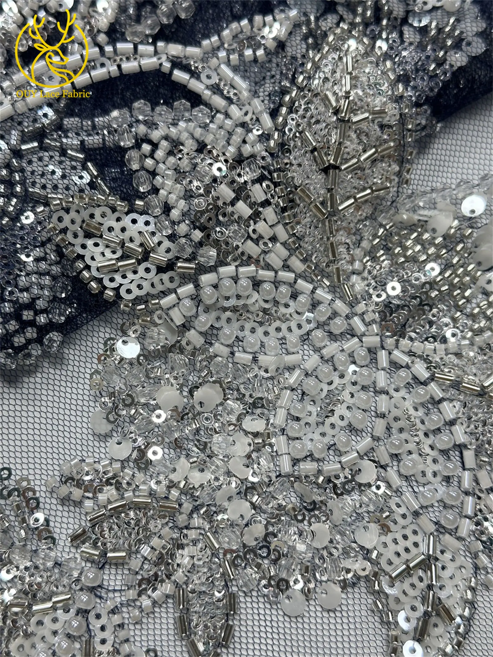 5 Yards Hochwertige Afrikanische Bräutigam-Perlenstickerei Luxuriöser Maßgefertigter Nigerianischer Französischer Pailletten-Tüllstoff für Damen Neues Abendkleid – Detail 24