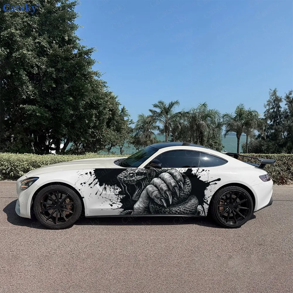 

2pcs Serpent Claw Sketch Painting, Durable, Fade-resistant, Enhance Vehicle Aesthetics With Bold Artistic Design Car Vinyl Wraps