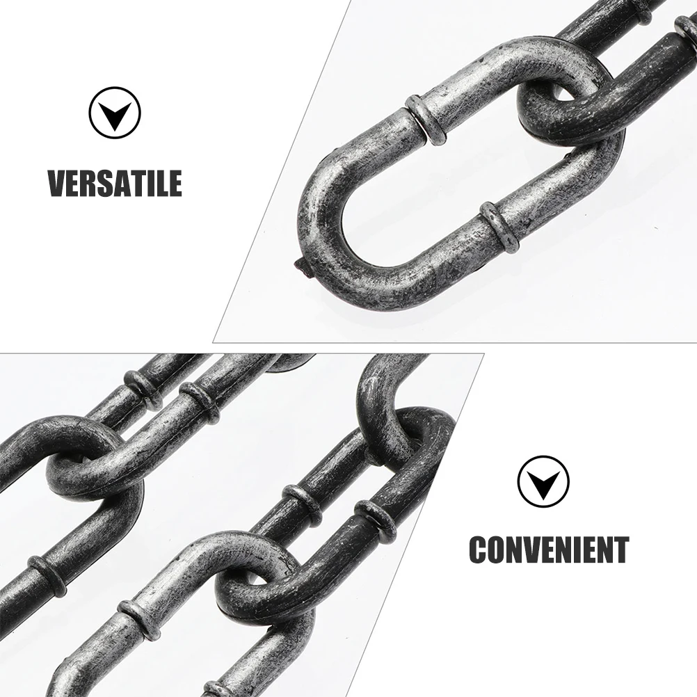 2 قطعة سلاسل بلاستيكية للهالوين الدعائم سلسلة السجن زي الملحقات سلاسل السجن وهمية واقعية مخيف ديكور الهالوين الرهيبة