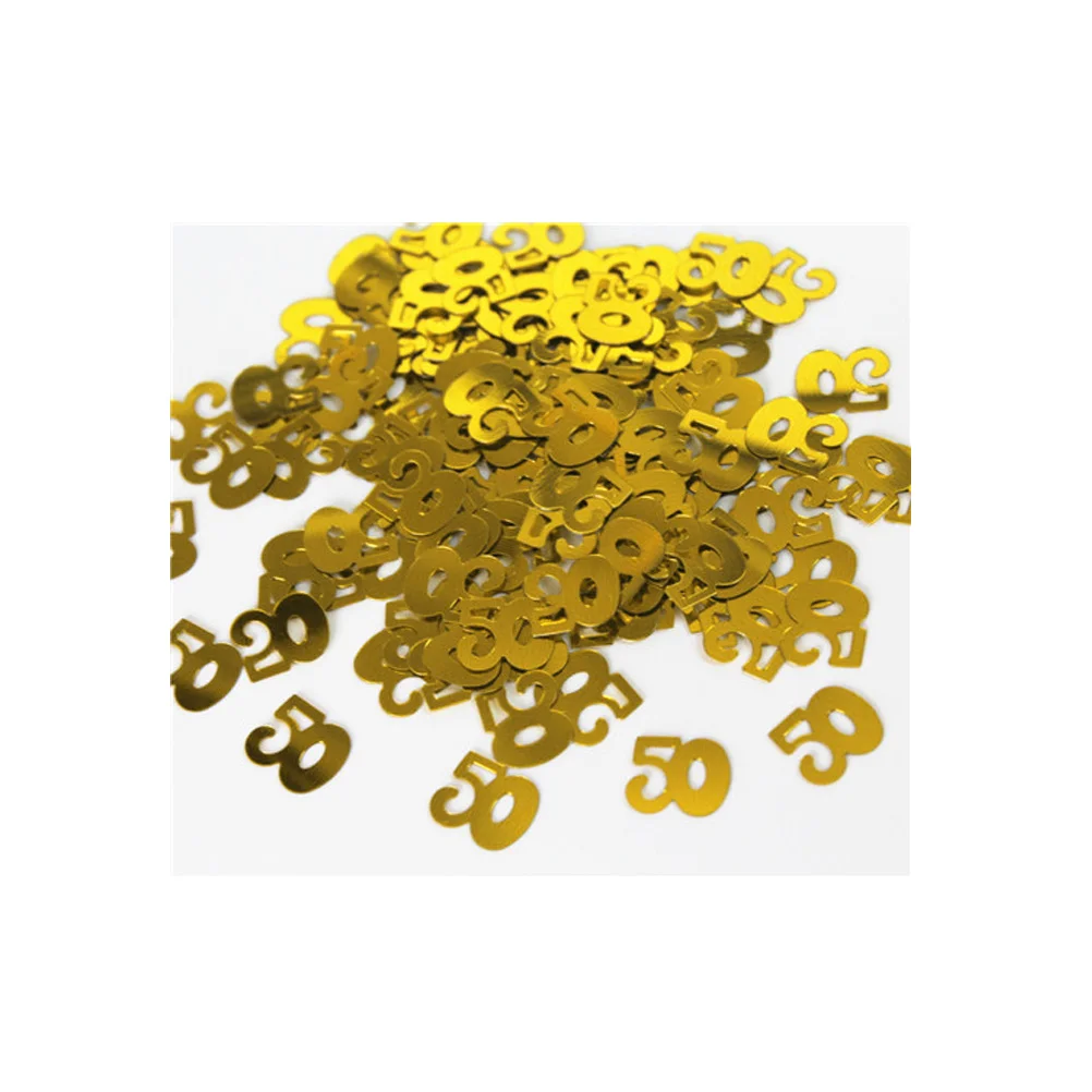 

600pcs Gold Number 50 Confetti 3X1.2X1Cm Plastic Table Decorative Sequins For Anniversary Birthday Party Decoration Diy Crafts
