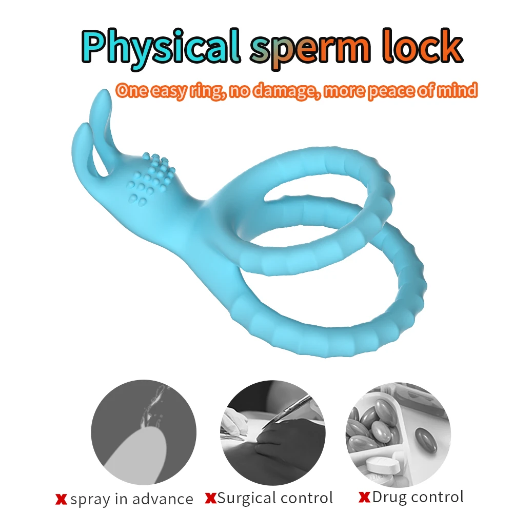 Double Ring Penis Lock Ring Reusable Silicone Cock Ring Delay Ejaculation Clitoris Stimulator Sex Shop Sex Toys For Men Chastity