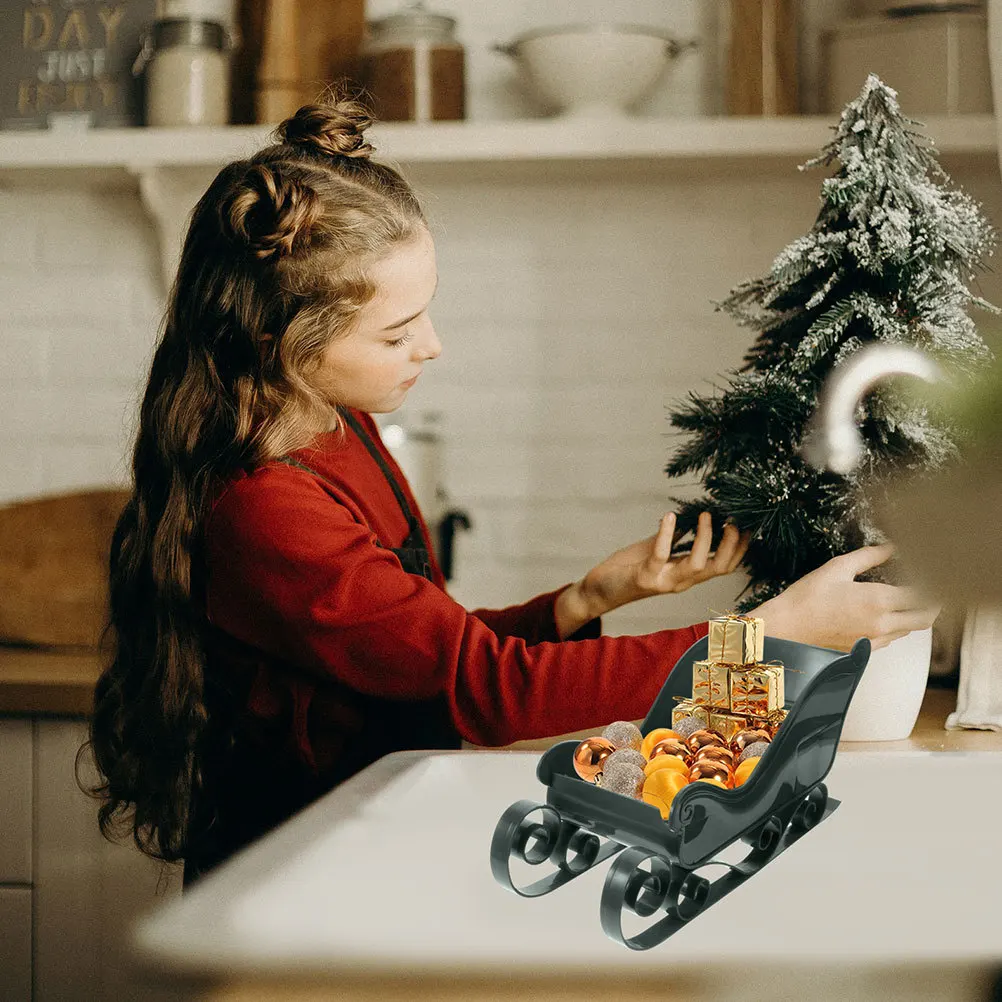 

2pcs Mini Sleigh Decor Christmas Tabletop Decoration Fine Craftsmanship Festive Home Party Scene Layout Xmas Tree Hanging