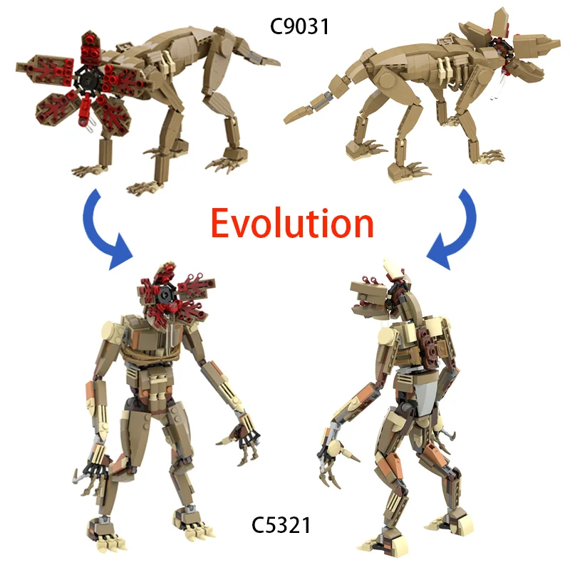MOC Monster Demogorgon Brickheadzs for Strangered Things Movies Dustin Character Figures Bike Building Blocks Toys Kids Gifts