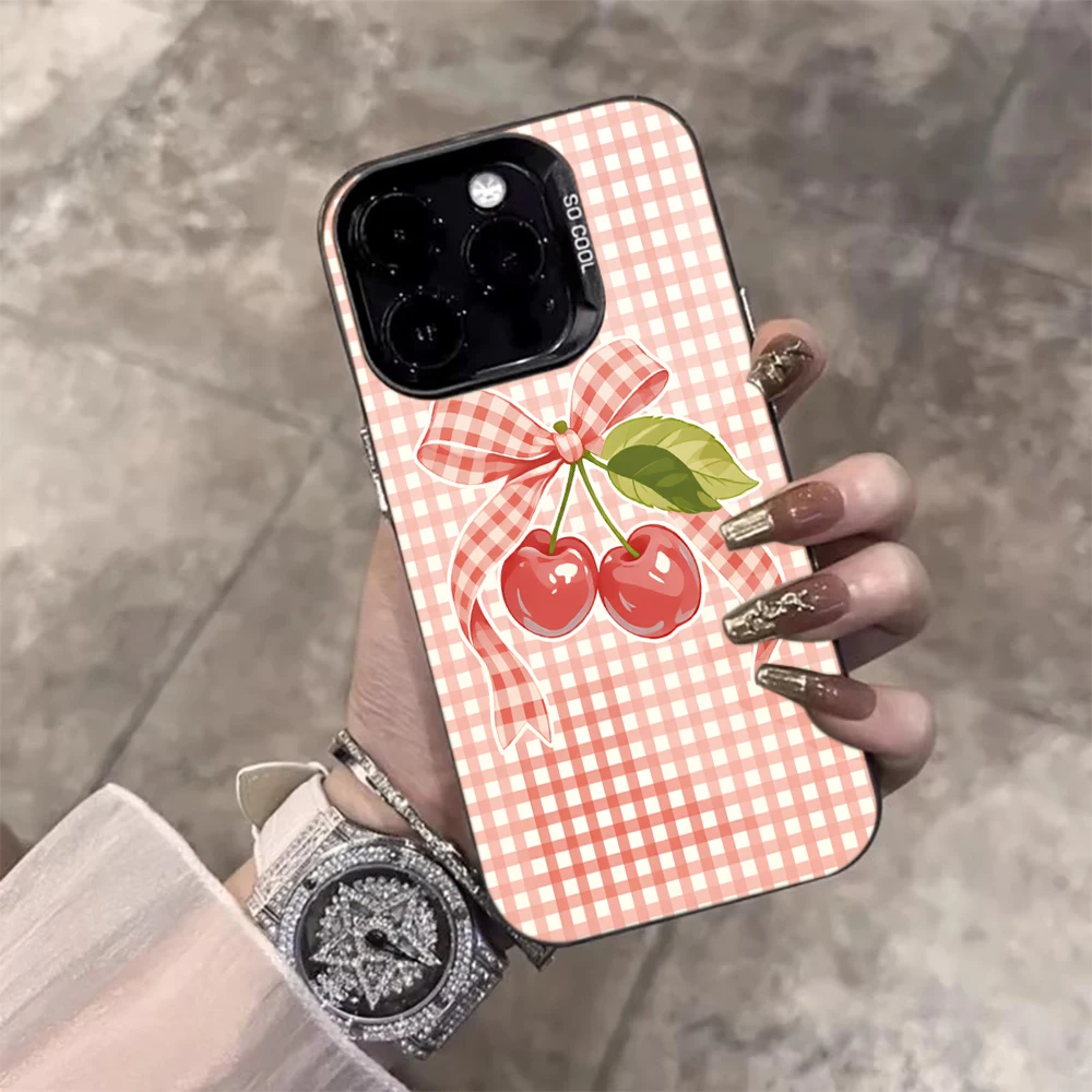 Niedliche Erdbeer-Karo-Hülle für iPhone 16 17 15 Pro Max Hüllen iPhone 17 11 12 13 ProMax 14 15 16 Plus 8 XS XR Stoßfeste Schutzhüllen – Detail 11