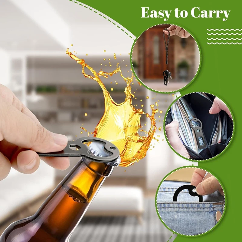 BAAG-Портативный металлический брелок с открывалкой для бутылок, 8 упаковок, плоские открывалки для пивных бутылок со шнурком для любителей активного отдыха