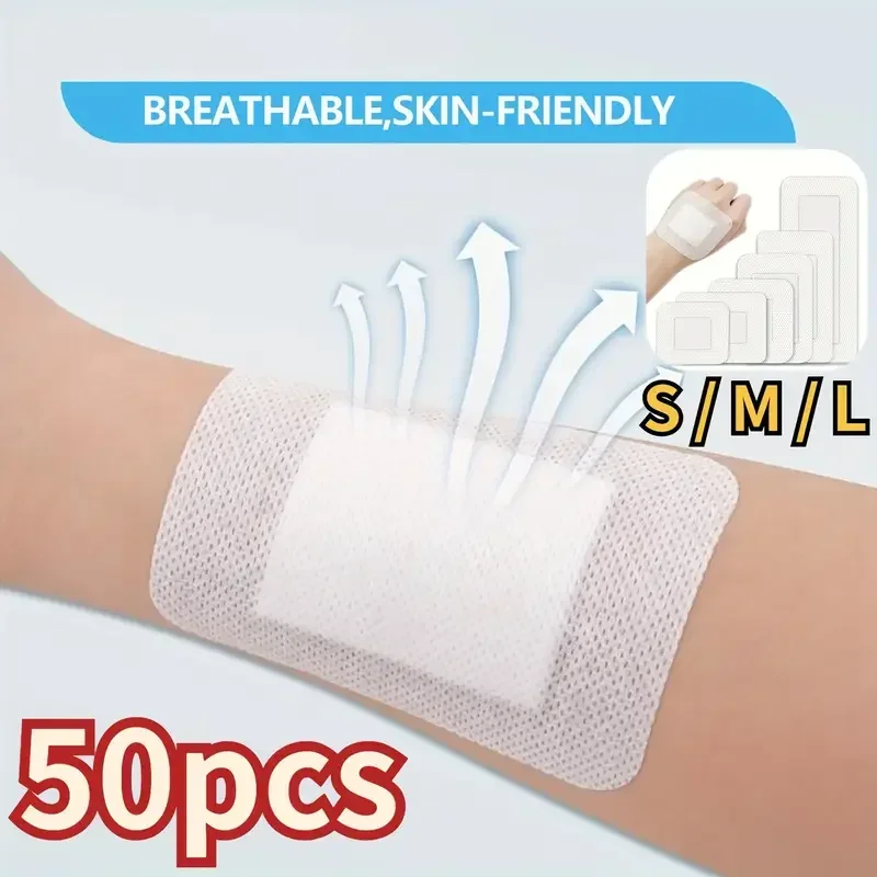 

50pcs Large Size Hypoallergenic Non-woven Medical Adhesive Wound Dressing Band Aid Bandage Large Wound First Aid Health Patch