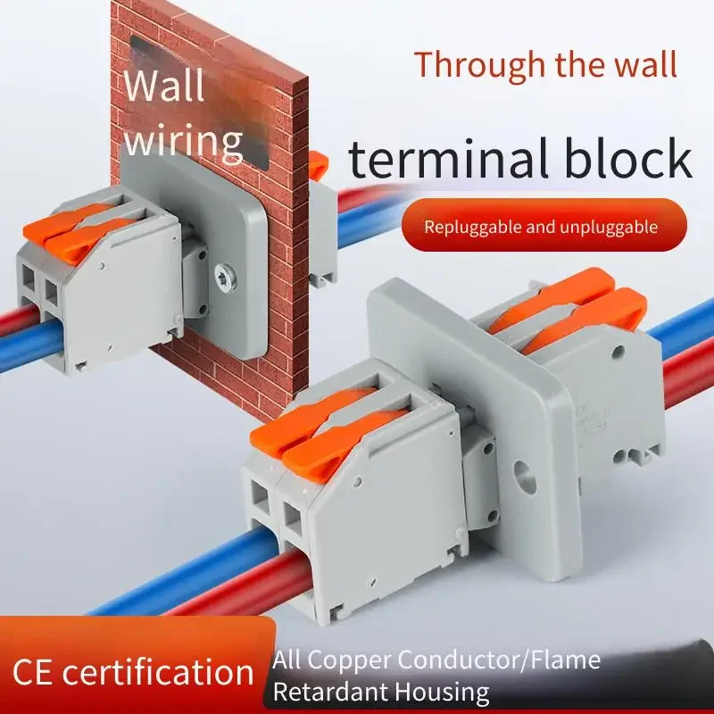 Through-the-wall Quick Terminal Block Panel Fixed Plug-in Connector High Current Multi-input Multi-out Solder-free Artifact