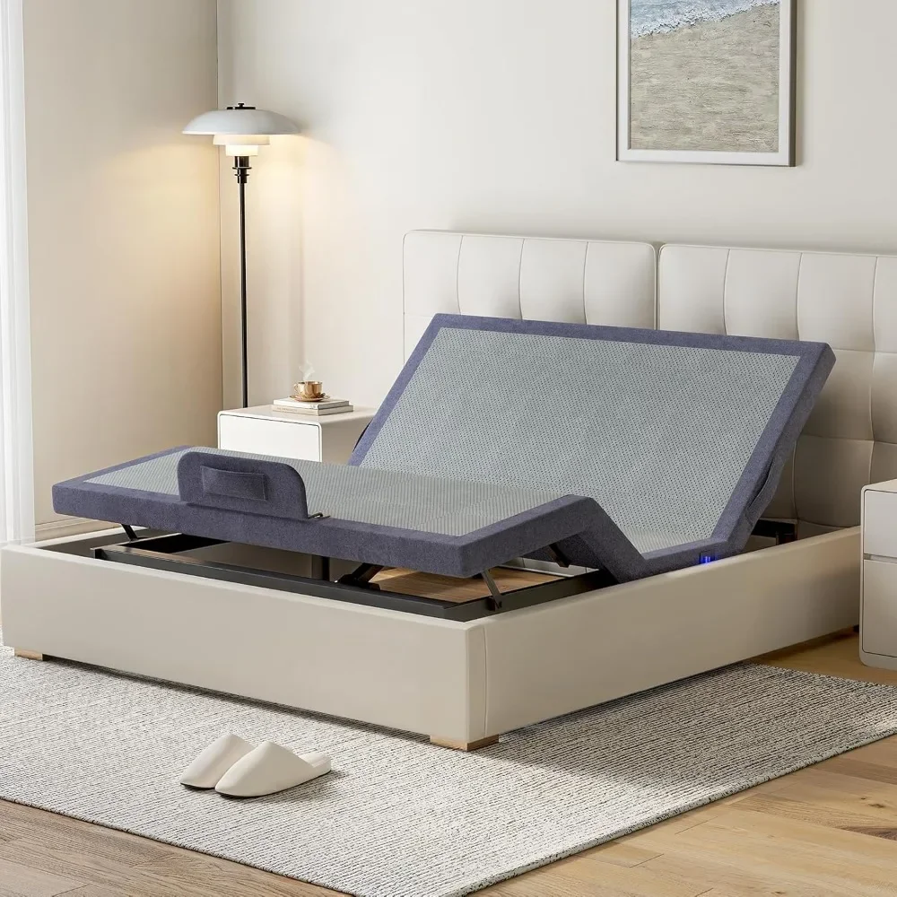 Queen Adjustable Bed Frame with Wireless Remote, Electric Bed Base w/3 Massage Modes