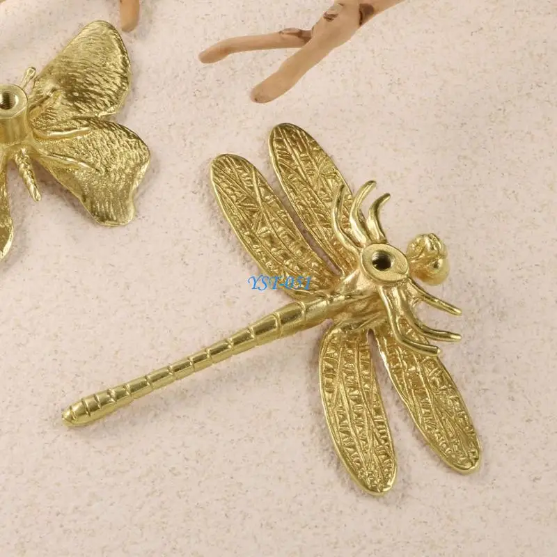 

E15A 2Pcs Antique Brasses Styles Cabinet Handle With Dragonflies Motifs Ergonomic Grip Easyly Installation Home Decoration